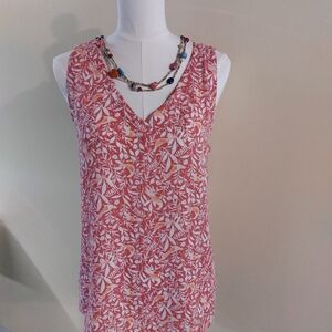 LOFT Coral Floral V-Neck Blouse